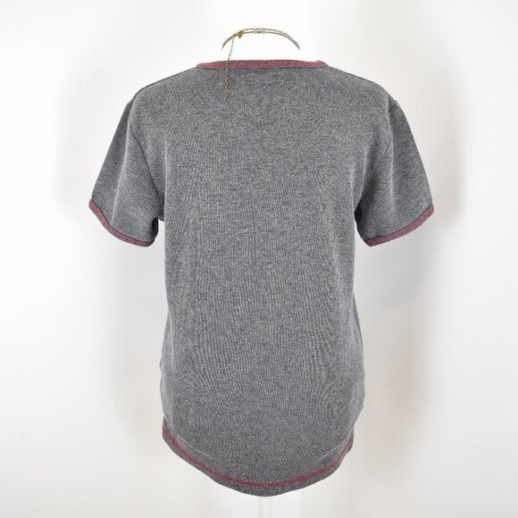 VTG 00s Y2K STEELHEAD Gray Rib Knit Red Dragon Print Short Sleeve T-Shirt Sz S - Picture 3 of 6